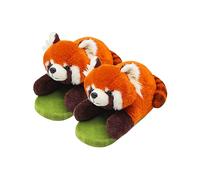 Openhahaha Pantuflas de perezoso de dibujos animados para mujer, pantuflas de panda rojo, pantuflas de mapache cohete, pantuflas de osos de peluche, pantuflas de conejo, pantuflas de algodón esponjoso