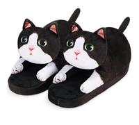 Openhahaha Zapatillas Casa Mujer Hombre, Zapatillas Gato Originales, Pantuflas Divertidas de Animales para Invierno (Blanco y negro)