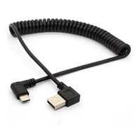 OpenII - Cable USB tipo C en espiral, cable de extensión USB C a USB A 2.0, cable adaptador USB C de 90 grados, 1,5 metros