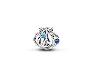 Openwork Shell Sterling Silver Charm with Blue Enamel