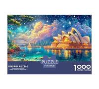 Ópera y Puente en Paisaje Nocturno vívido Puzzle De 1000 Piezas Arquitectura fantasía Ideal para Hombres, Mujeres, Ancianos Y Mayores 38x26cm/1000pcs