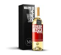 «Operación mosca todos a la mierda» Mensaje en una Botella. Vino Blanco Premium Verdejo Joven + Gift Box. Etiqueta Roja PERSONALIZABLE