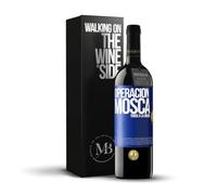 «Operación mosca todos a la mierda» Mensaje en una Botella. Vino Tinto Premium Reserva 12 Meses + Gift Box. Etiqueta Azul PERSONALIZABLE