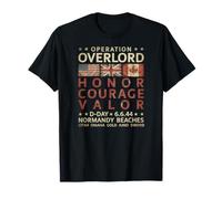 Operación Overlord Honor Courage Valor Día D 6.6.44 Envejecido Camiseta