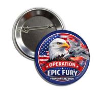 Operation Epic Fury - Pin de botón político coleccionable, guerra de Irán, 2.25 pulgadas, 28 de febrero de 2026