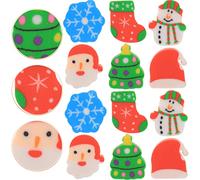 Operitacx 1 Caja de Gomas de Borrar Navideñas Mini Gomas de Borrar Santa Árbol de Navidad Muñeco de Nieve Calcetines Sombrero Gomas de Borrar para Favor de Fiesta Relleno de Regalo