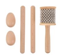Operitacx 1 juego de claves: instrumento musical de percusión latina, sonajero de huevo y baquetas, cabasa de madera para entrenamiento rítmico en interpretación latina.