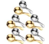 Operitacx 10 cucharas de acero inoxidable con mango corto, mini cucharas de postre, de metal para condimentos, miel, café, té, sal, mermelada, mostaza y helado.
