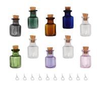 Operitacx 10 Mini Botellas de Cristal con Tapones de Corcho, Frascos de Vidrio Transparentes Fáciles de Ver, Ideales para Ambientación de Fiestas y Manualidades con Arena