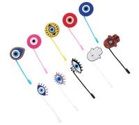 Operitacx 10 Piezas Cubiertas de Paja de Pvc Forma de Ojo Malvado para Pajitas, Decorativas y Resistentes, Ideales para Fiestas y Uso Reutilizable Varios estilos