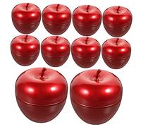Operitacx 10 Piezas Lata De Manzana Frasco Mini Tarro De Almacenamiento De Alimentos Latas De Galletas Navideñas Lata De Té Sellada Tarro De Té a Prueba De Polvo Estaño Hojalata Rojo