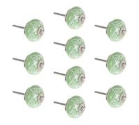 Operitacx 10 Pomos de Cerámica Verde Redondos para Armarios y Cajones, Pomos Pequeños de 4 Cm para Gabinetes de Cocina, Perillas Decorativas para Muebles de Tocador y Armarios, Accesorios