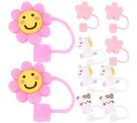Operitacx 10 Tapas para Pajitas Diseño de Dibujos Animados, Reutilizables y Prácticas de Pvc, Cubiertas para Paja Ideales para Familias Ocasión Varios estilos