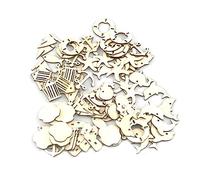 Operitacx 100 Piezas Chips de Madera Calados para Manualidades Diy con Temática Náutica Adornos de Madera Creativos Forma de Ancla Barco y Faro Decoración Miniatura para Decoración de Playa