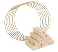 Operitacx 10piezas Anillos Metálicos Decorativos con Base De Madera Aros Decorativos para Centros De Mesa Bodas y Manualidades para Decorar con Flores y Macramé