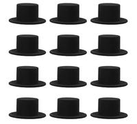 Operitacx 12 Piezas Mini Sombreros de Copa en Miniatura Negros Material de Fieltro para Decoración de Muñecas y Fiestas Navideñas en Habitaciones Infantiles
