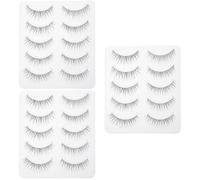 Operitacx 15 Pares Pestañas Postizas Naturales de Cruce, Negras, | Fibra Química, Efecto Fino y Largo, para Sesión Fotográfica y Salida Nocturna, Estilo Natural