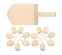 Operitacx 15 Peonzas de Madera sin Pintar para Janucá, Juego Tradicional de Dreidels de Madera Artesanal, Set DIY de 15 Piezas Tamaño 4.4 Cm de Alto Mango, Decoración Festiva y Manualidades