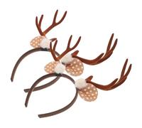 Operitacx 2 Diademas Navideñas Astas de Reno para Niñas, Accesorios de Tela Suaves y Elásticos para Fiestas de Cumpleaños y Celebraciones Navideñas