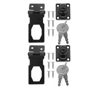 Operitacx 2 Juegos Cerradura para Armario con Placa y Llave Integrada de Color Negro Incluye para Seguridad el Hogar