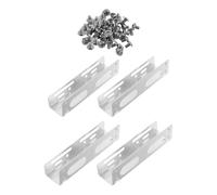 Operitacx 2 pares de adaptadores para bahía frontal de disco duro, soporte de montaje de 5,25 pulgadas a 3,5 pulgadas para conversión de bahía de disco duro, SSD y unidad óptica, color plata.