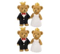 Operitacx 2 Pares de estatuas de Osos de Boda: Figuras de Osos de Resina en Miniatura para la decoración de mesas de Compromiso y Aniversario, Regalos de propuesta de Matrimonio, Estilo 1