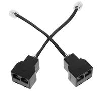 Operitacx 2 Piezas Adaptador Teléfono con Cable Desmontable Divisor Línea Pc Cuatro Núcleos Splitter Conexión Estable y Portátil Color Negro Elegante para Telecomunicaciones