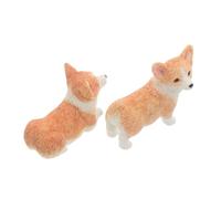 Operitacx 2 Piezas Linda Estatua de Cachorro Corgi de Resina Naranja, Figura Miniatura Ligera y Creativa para Decoración de Escritorios y Oficinas