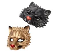 Operitacx 2 Piezas Máscara de León de Media Cara en Pu Ligera y Cómoda Diseño 3d para Fiestas de Halloween y Mascarada, Accesorios Versátiles Edades
