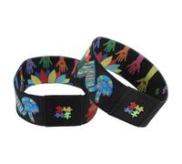 Operitacx 2 Piezas Pulsera Elástica con Diseño de Piezas para | Poliéster Negro, Contraste de Tonos Brillantes, Actividades Grupales y Juego Cooperativo