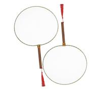 Operitacx 2 Piezas Ventiladores de Seda Blancos para Pintar Diy Abanicos Redondos con Mango de Madera Artísticos para Proyectos y Expresión Artística
