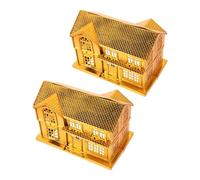 Operitacx 2 Villas Doradas de Lujo de Plástico para Culto Ancestral, Suministros Funerarios Chinos Tradicionales para Festival Qingming, Ofrendas Rituales y Tributo Familiar