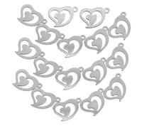 Operitacx 20 Piezas colgante de corazón san valentín valentines day present Cierres equipo Rosario corchete adornos de pulsera de bricolaje encanto de bricolaje Acero inoxidable Silver