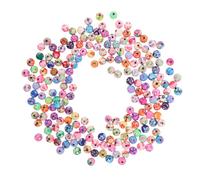 Operitacx 200 Piezas Coloridas Cuentas Espaciadoras de Arcilla Polimérica Redondas con Flores para Manualidades DIY Pulseras Collares Accesorios de Joyería