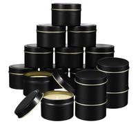 Operitacx 24 Piezas Tarros de Hojalata Redondos para Velas de 4 Onzas, Contenedor Negro Gran Capacidad y Diseño Sencillo, Adecuado para Ocasiones Obsequios y Decoración de Mesa