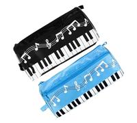 Operitacx 2piezas Bolsa De Papelería Musical Estuche para Bolígrafos Estuche Portátil para Lápices Diseño De Notas Musicales y Piano para Estudiantes y Diario La Escuela