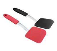 Operitacx 2piezas Espátula de Silicona con Mango de Acero Inoxidable Resistente al Calor Antiadherente de Negro y Rojo para Cocinar Huevos Tortitas y Crepes Cocina Doméstica