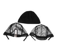 Operitacx 3 Piezas de Gorra de Malla Negra para Peluca, Elástica, Cómoda y Transpirable, Hecha de Nylon y Encaje, Adecuado para Mujeres, Niñas y Hombres