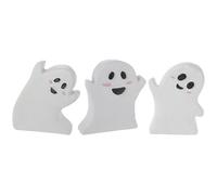 Operitacx 3 Piezas Decoración de Madera para Halloween Figura de Fantasma Blanco, Resistente Fina Elaboración, Adecuado para Decorar Mesas y Sorprender en Fiestas
