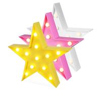 Operitacx 3 Piezas LED Star Lights Battery Operated Plastic Marquee Sign For Party Movie Night Decorations With Vibrant Illumination