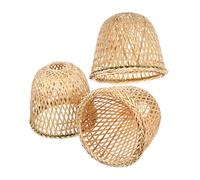 Operitacx 3 Piezas Pantallas de Lámpara de Mesa de Bambú Tejidas Mano Diseño Vintage Rústico Difusión Suave de Luz Compatible con Bombillas para Decoración de Hogar y Pequeños