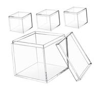 Operitacx 4 Cajas De Acrílico Transparente Pequeñas Cajas Transparentes Con Tapas Cubo Cuadrado De Plástico Caja Para Presentación De Joyas Contenedoras De Dulces Para Cuentas De