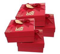 Operitacx 4 Cajas de Boda de Estilo Chino con Tapas Soporte para Planificador de Papel Cajas de Suministros para Boda de Tamaño 3 Rojo para