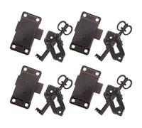 Operitacx 4 Juegos de Cerraduras para Muebles con Llave, Piezas de Repuesto Vintage para Armarios 54x28 Mm, Herrajes de Gabinete Retro en Hierro Rojo Antiguo, Compatibles para Cajones