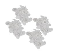 Operitacx 4 Piezas Apliques Bordados de Encaje Floral Cuentas para Vestido de Novia, Diseño Sofisticado y Material Plástico Adecuado para Reparaciones Prácticas y Decoración Artística