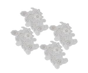 Operitacx 4 Piezas Apliques Bordados de Encaje Floral Cuentas para Vestido de Novia, Diseño Sofisticado y Material Plástico Adecuado para Reparaciones Prácticas y Decoración Artística