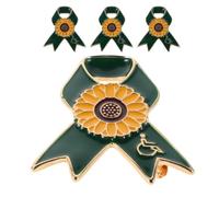 Operitacx 4 Piezas Broche Decorativo para Eventos Benéficos y Actividades de Voluntariado de Aleación Diseño de Girasol Verde Fácil Identificación y Cómodo de Llevar