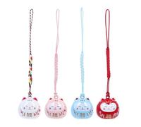 Operitacx 4 Piezas Llavero de Cobre Colgante de Gato Suerte, Accesorio Delicado para Colgar en Móvil o Bolso, Estilo Festivo, Obsequio para Familia y Cercanos Varios estilos