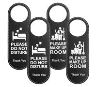 Operitacx 4 piezas Please Do Not Disturb Door Hanger Sign Please Make Up Room Door Knob Sign for Hotel Office Black Leather