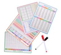 Operitacx 4 Piezas Tablero de Práctica de Matemáticas, Tablas de Aprendizaje de Matemáticas, Papel, A4, Doble Cara, Borrado en Seco, Ligero, Superficie de Escritura Suave,